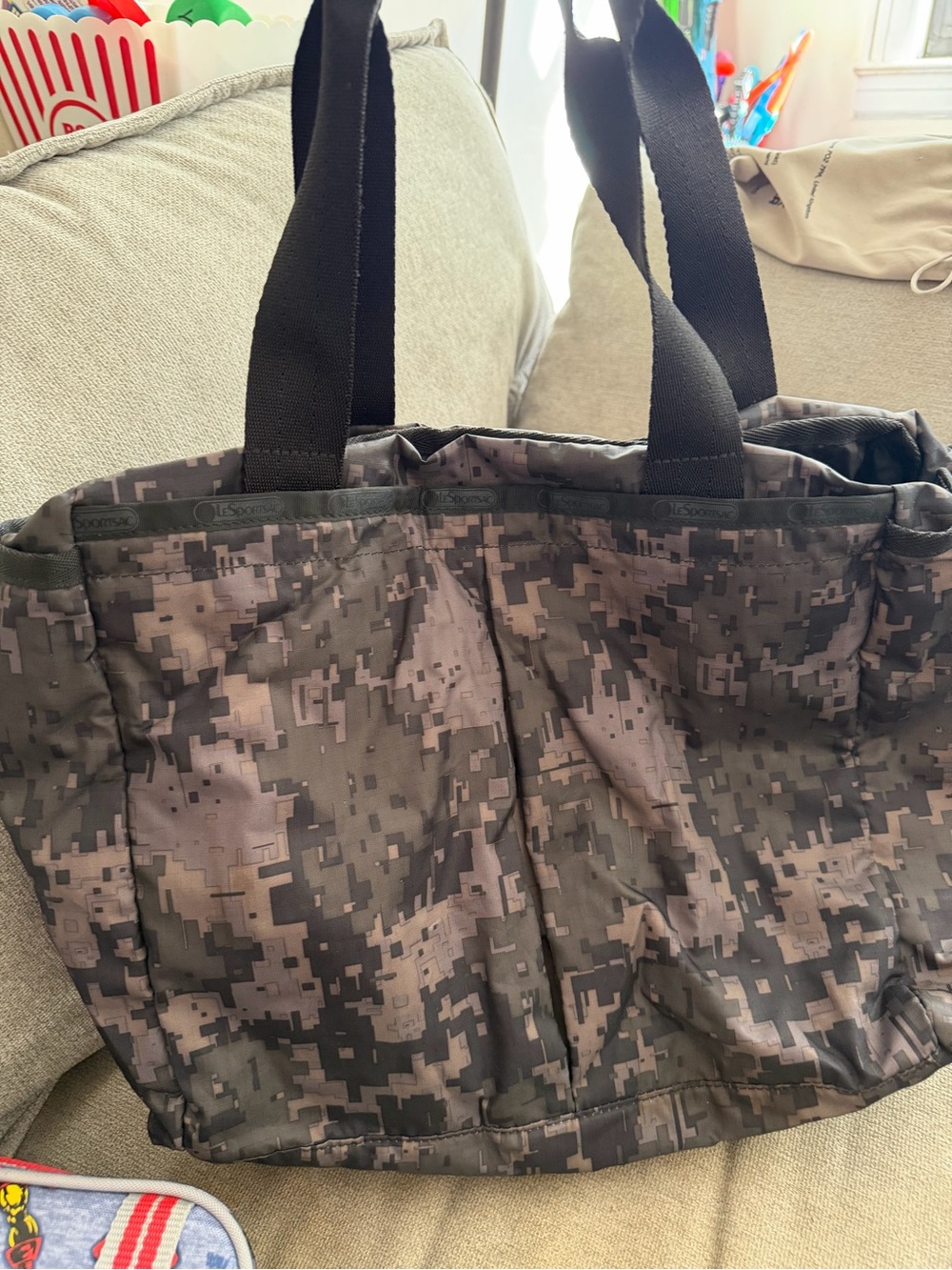 LeSportsac Camouflage Tote Bag - Black/Gray